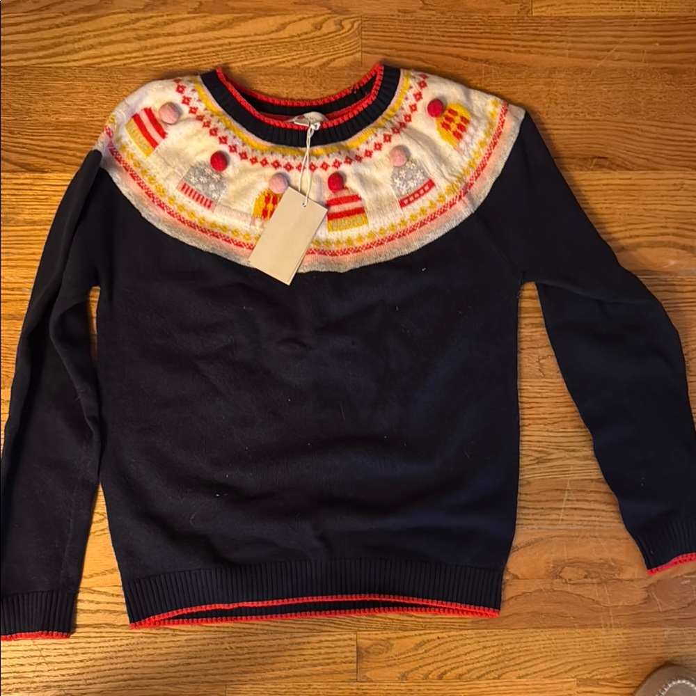 Festive Navy Sweater with Holiday Accents